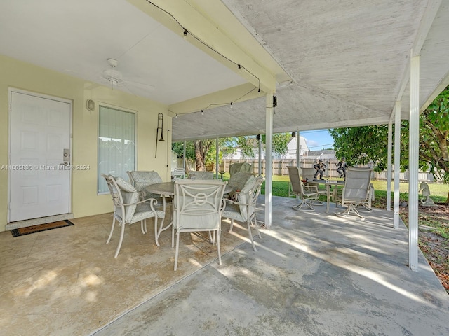 view of patio with ceiling fan