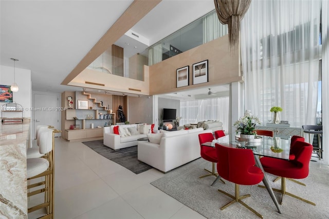 view of tiled living room