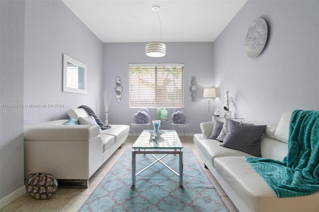 view of tiled living room