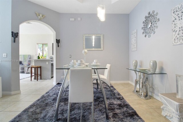 view of tiled dining room