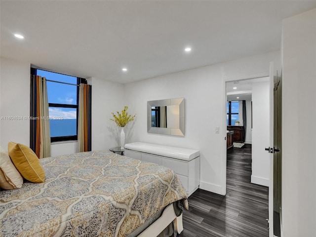 bedroom featuring dark wood-type flooring