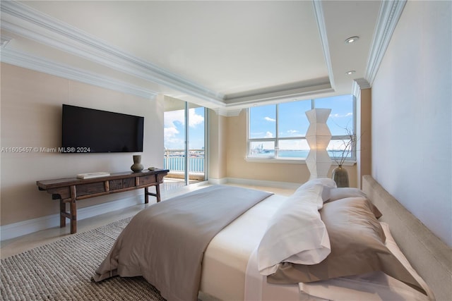 bedroom featuring crown molding