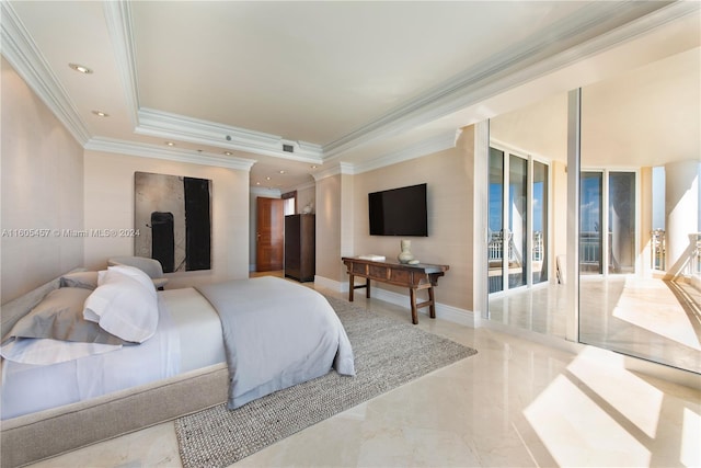 bedroom featuring ornamental molding