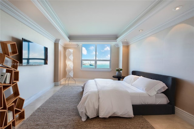 bedroom featuring ornamental molding