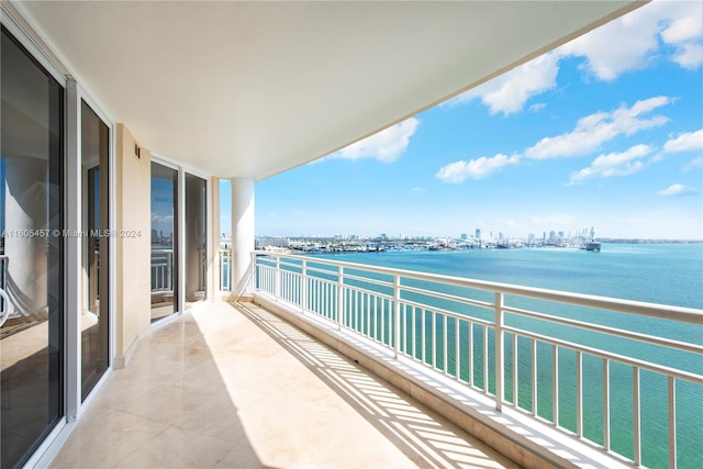 balcony with a water view