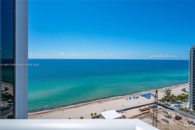 view of water feature featuring a beach view