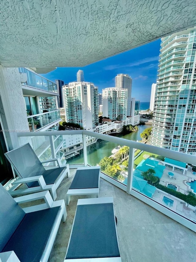 balcony with a water view