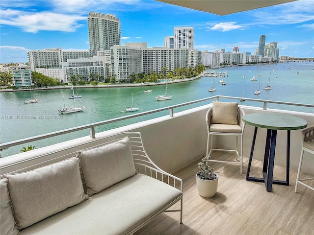 balcony with a water view