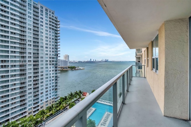 balcony with a water view