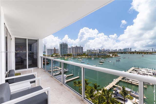 balcony with a water view