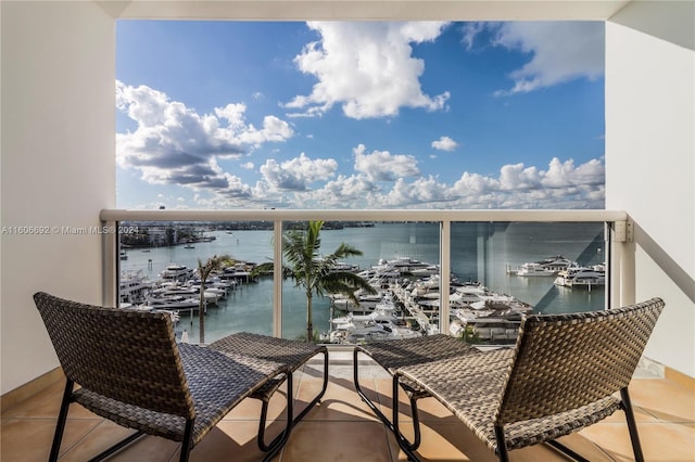 balcony with a water view