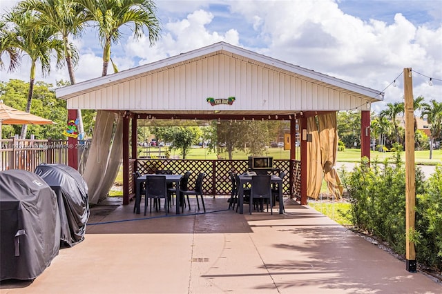 view of patio / terrace with a gazebo and area for grilling