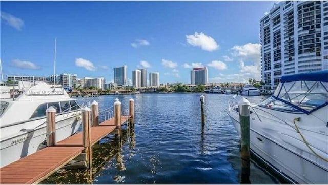 view of dock featuring a water view