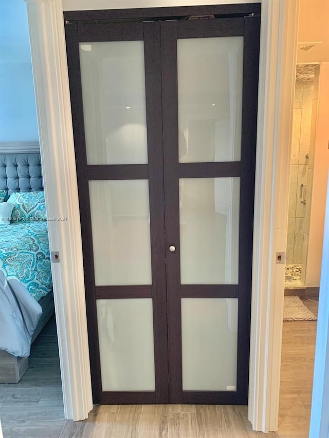 interior space featuring french doors and wood-type flooring