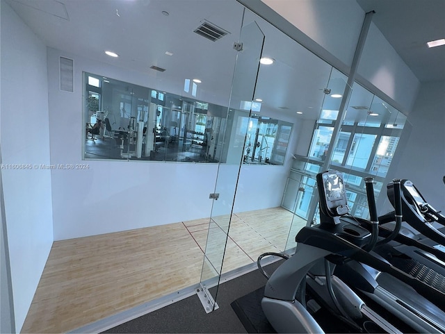 gym featuring visible vents