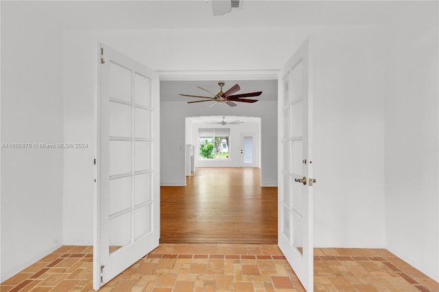 hall featuring french doors