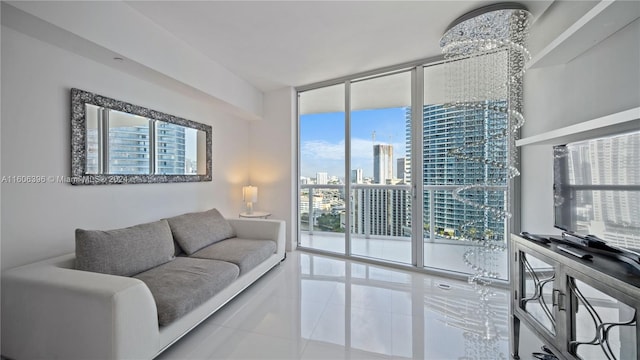 view of tiled living room