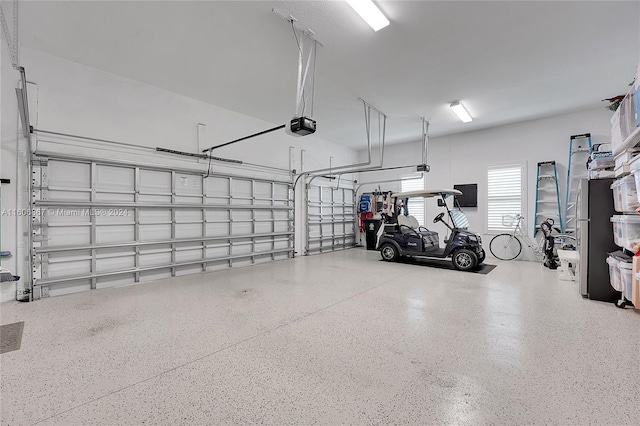 garage with a garage door opener