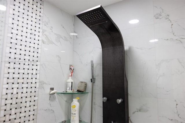 interior details with tiled shower