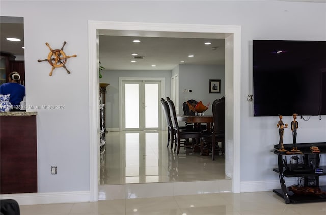interior space featuring tile floors