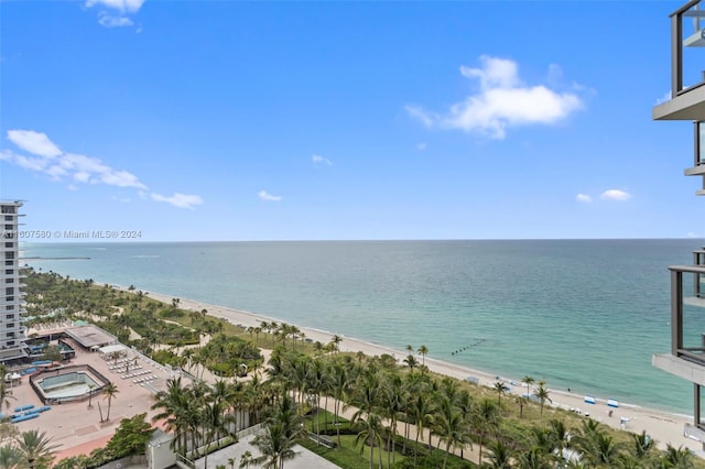 view of water feature with a view of the beach