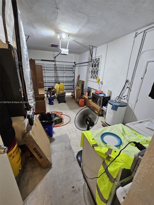 garage with a garage door opener