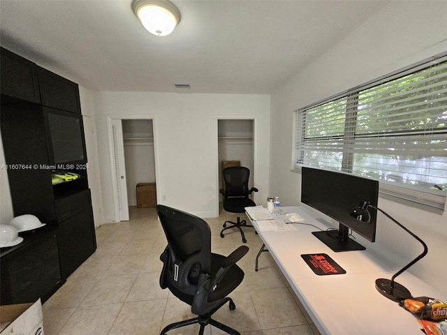 view of tiled office space