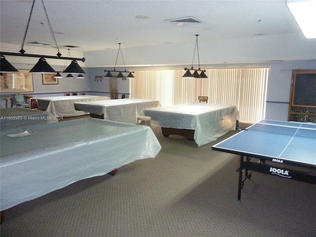 playroom featuring carpet and billiards