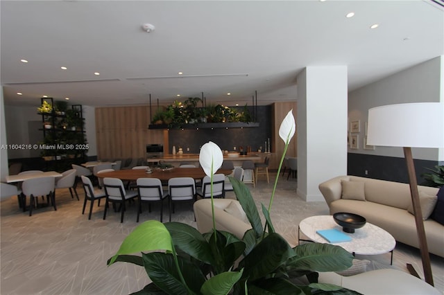 dining area with recessed lighting