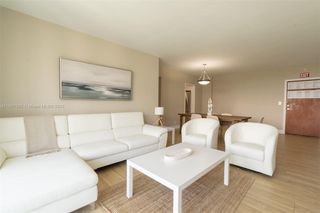 living room with light wood-type flooring