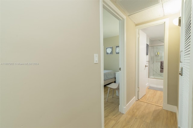 hall featuring light wood-type flooring