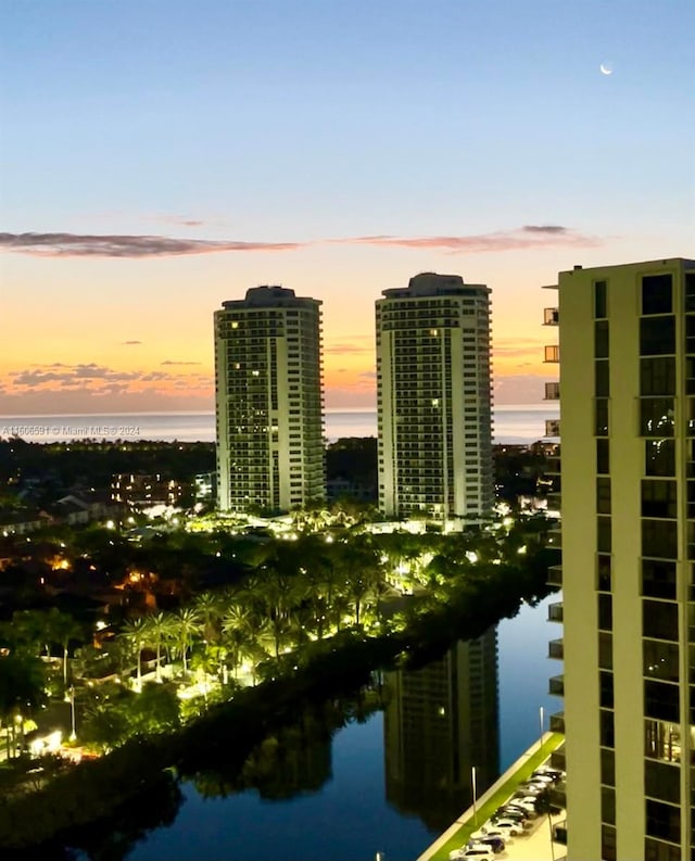 property's view of city with a water view