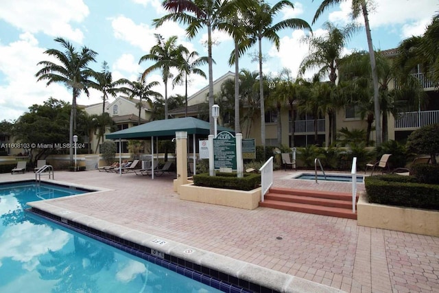 view of swimming pool with a patio