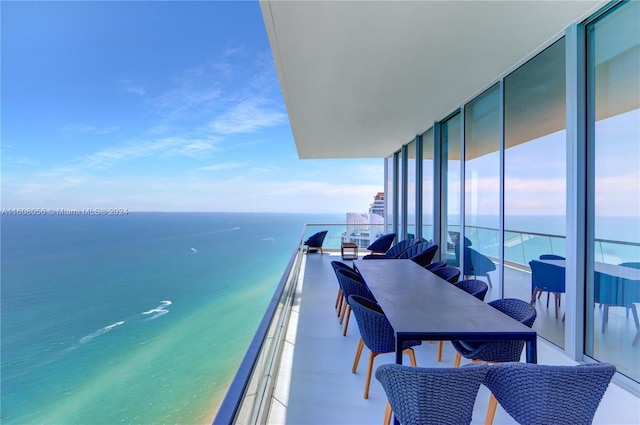 balcony with a water view