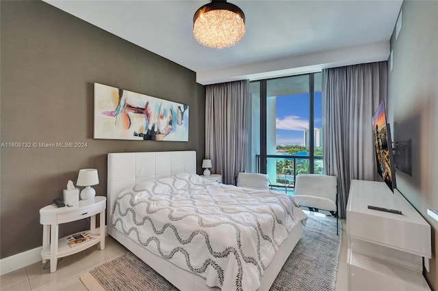 bedroom featuring tile patterned floors