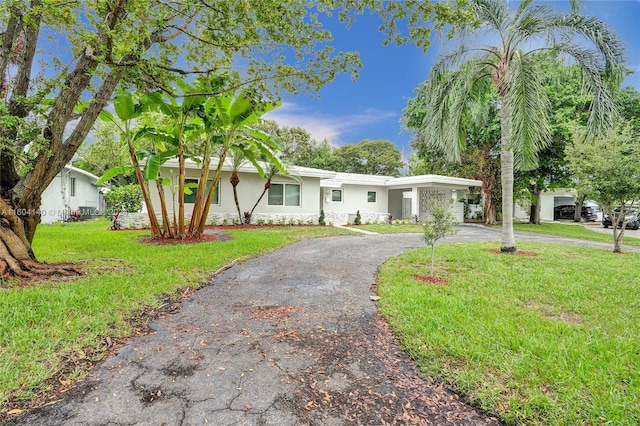 ranch-style house with a front yard