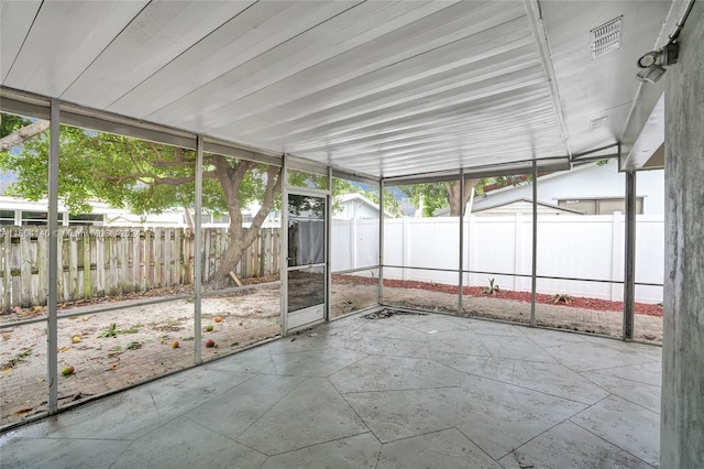 view of unfurnished sunroom