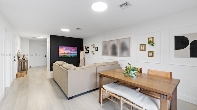 living room featuring light wood-type flooring