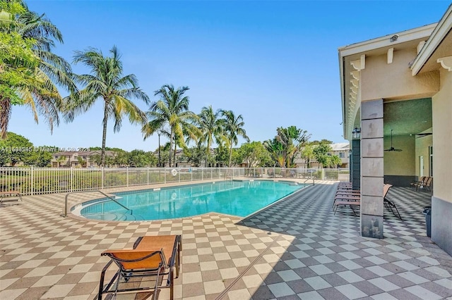 view of swimming pool with a patio area