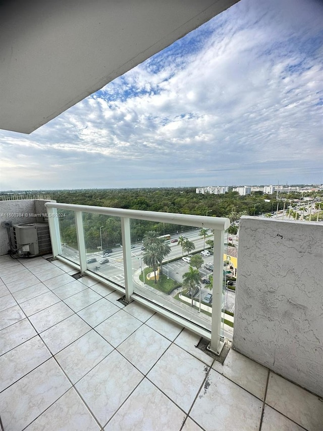 balcony featuring central air condition unit