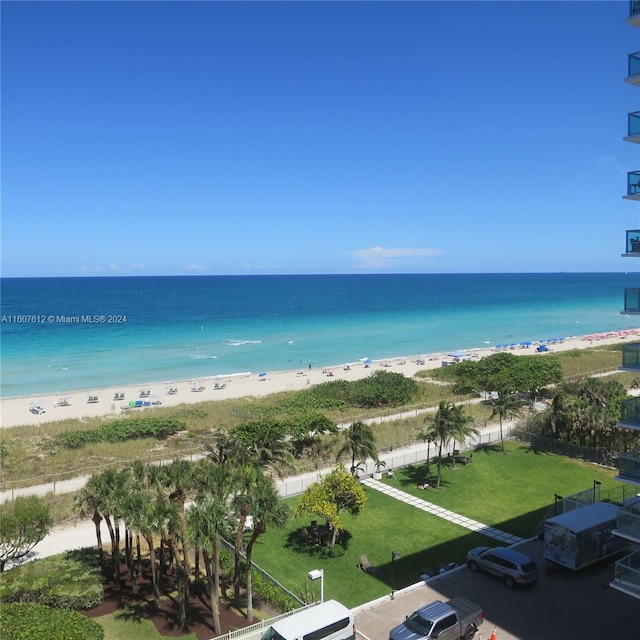 property view of water with a beach view