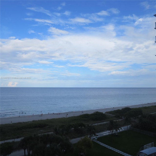 view of water feature featuring a view of the beach