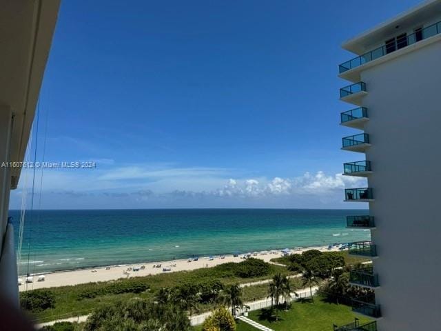 view of water feature featuring a view of the beach