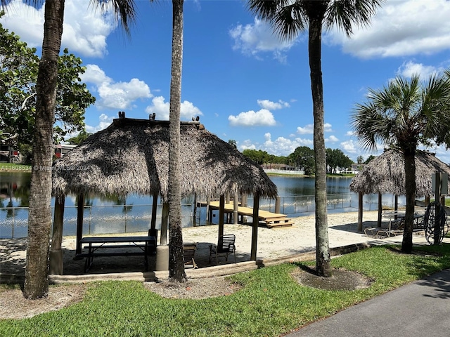 water view with a gazebo