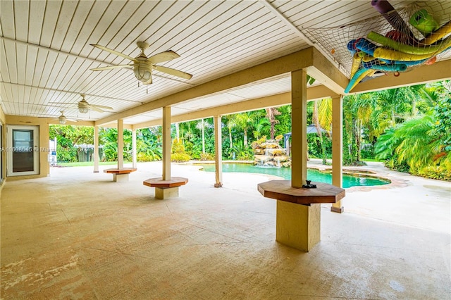 view of patio / terrace featuring ceiling fan