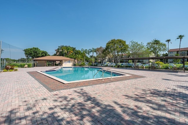 view of pool featuring a patio