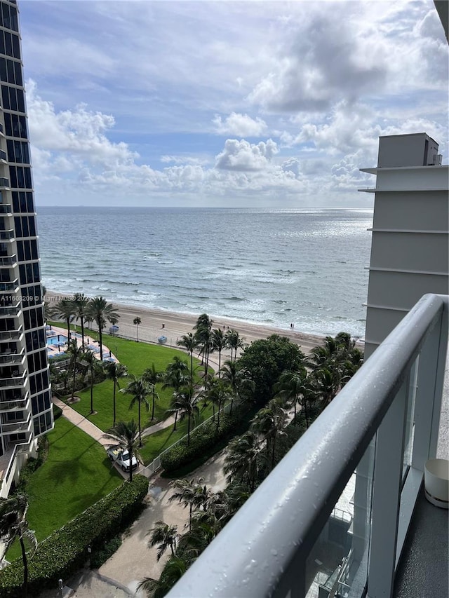 view of water feature featuring a view of the beach