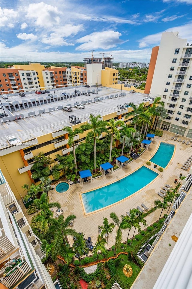 view of swimming pool featuring a patio