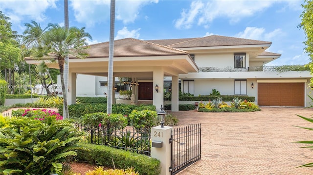 view of front of property with a garage