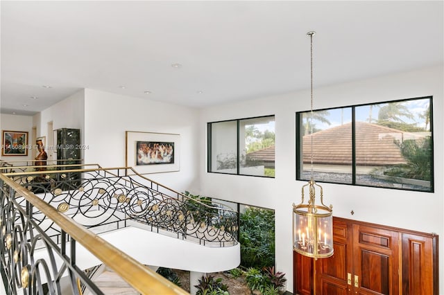 interior space featuring a chandelier